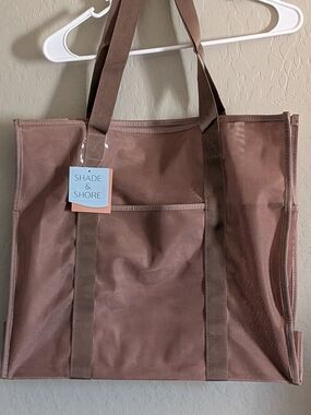 Shade & Shore Oversized Canvas Tote in Taupe NWT